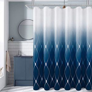 Blue and White Shower Curtain, Modern Geometric Shower Curtain Set 72 " By 72 "